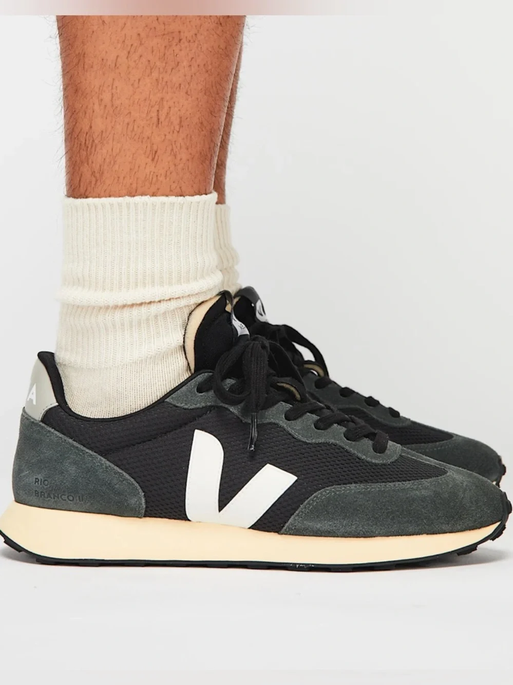 VEJA Rio Branco Sneakers Alveomesh BLACK WHITE OXFORD GREY Size 42 US 9